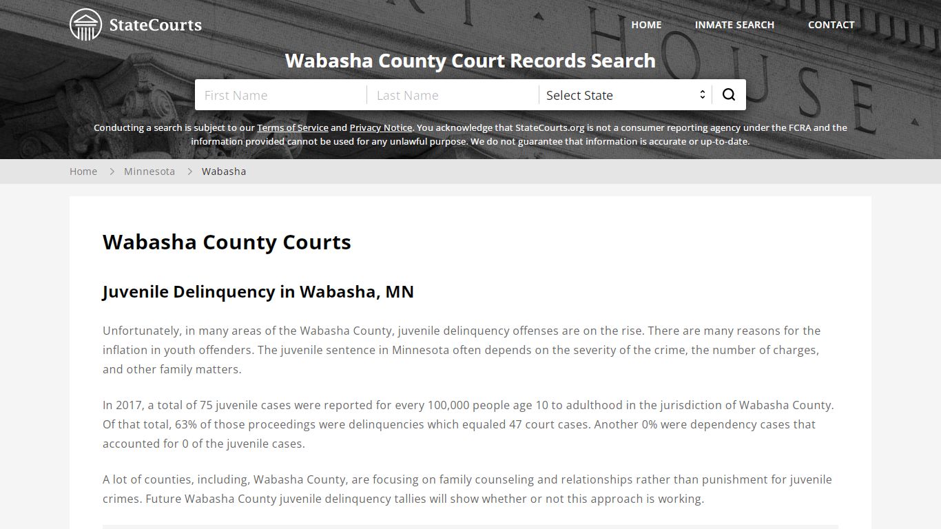 Wabasha County, MN Courts - Records & Cases - StateCourts