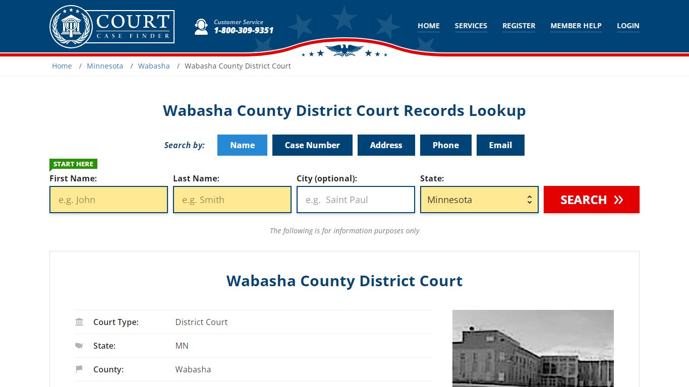 Wabasha County District Court Records Lookup - CourtCaseFinder.com